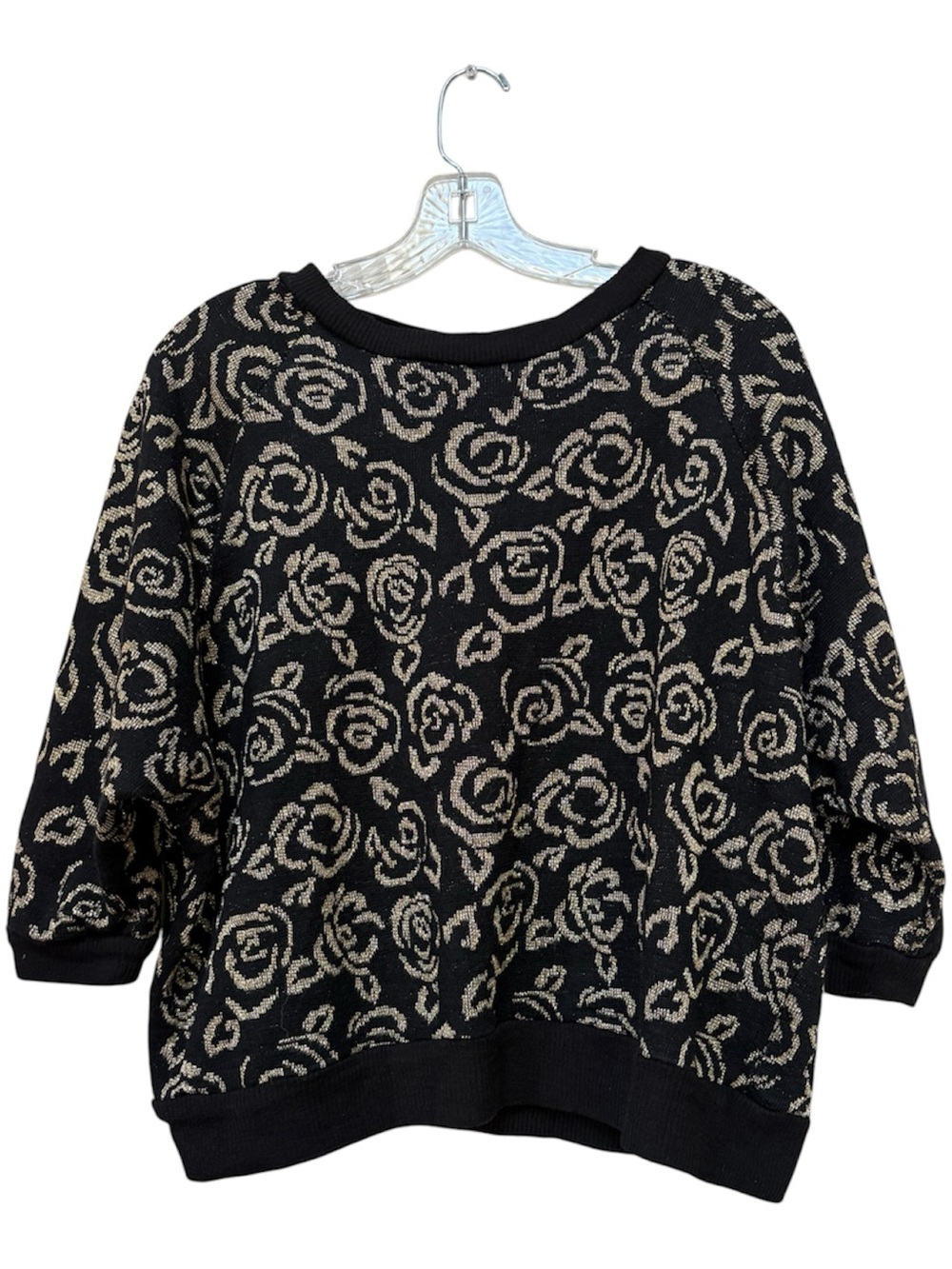 Vintage Sharon Anthony 22W Black Gold Floral Sweater Plus Size Art to Wear